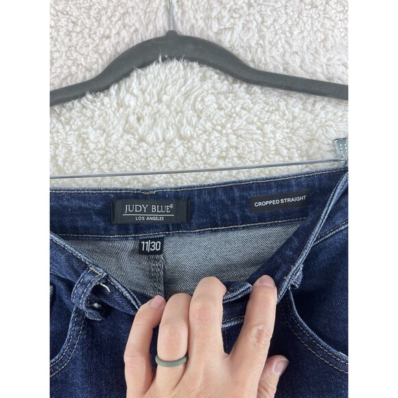 Judy Blue Jeans Women’s Size 11/30 Dark Blue Cropped Straight JB88375 Raw Hem - Picture 6 of 10